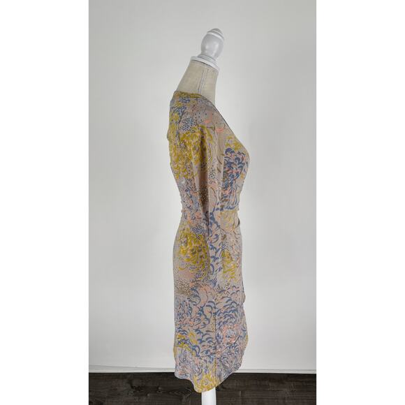 BCBGMAXAZRIA Alberta Long Sleeve Wrap Mini Dress Womens Size Small Pastel - Picture 5 of 11